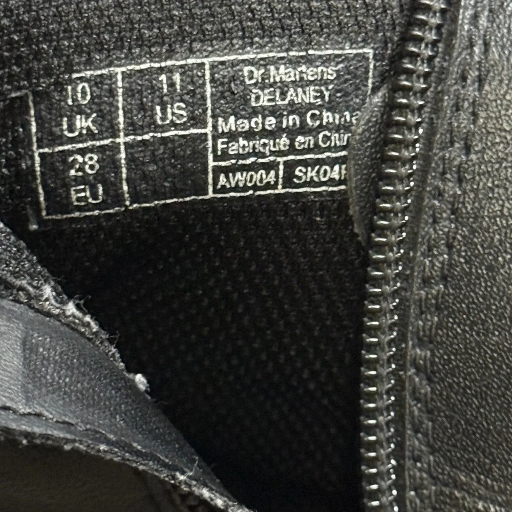 Dr. Martens Delaney Black Leather Lace Up Side Zip Combat Boots Kids US 11 AV004